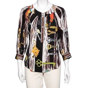 SOLD Diane Von Furstenberg‎ Silk Colorful Y2K Casual Retro Blouse Size 10